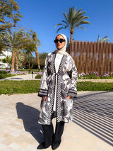 Patterned Cardigan-Beige*Black