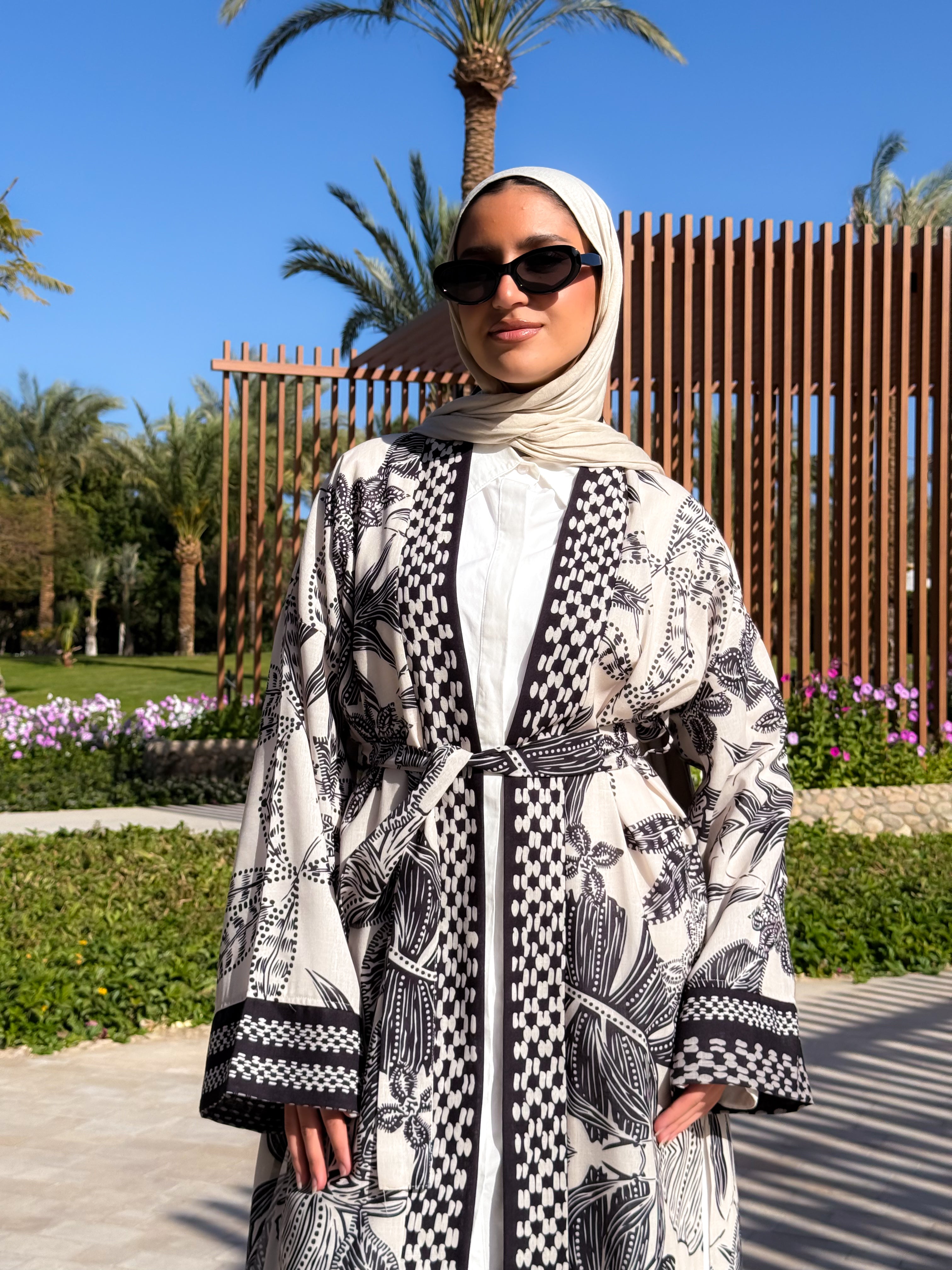 Patterned Cardigan-Beige*Black