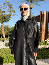 Pleated Sleeves Shirt-Black