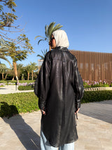 Pleated Sleeves Shirt-Black