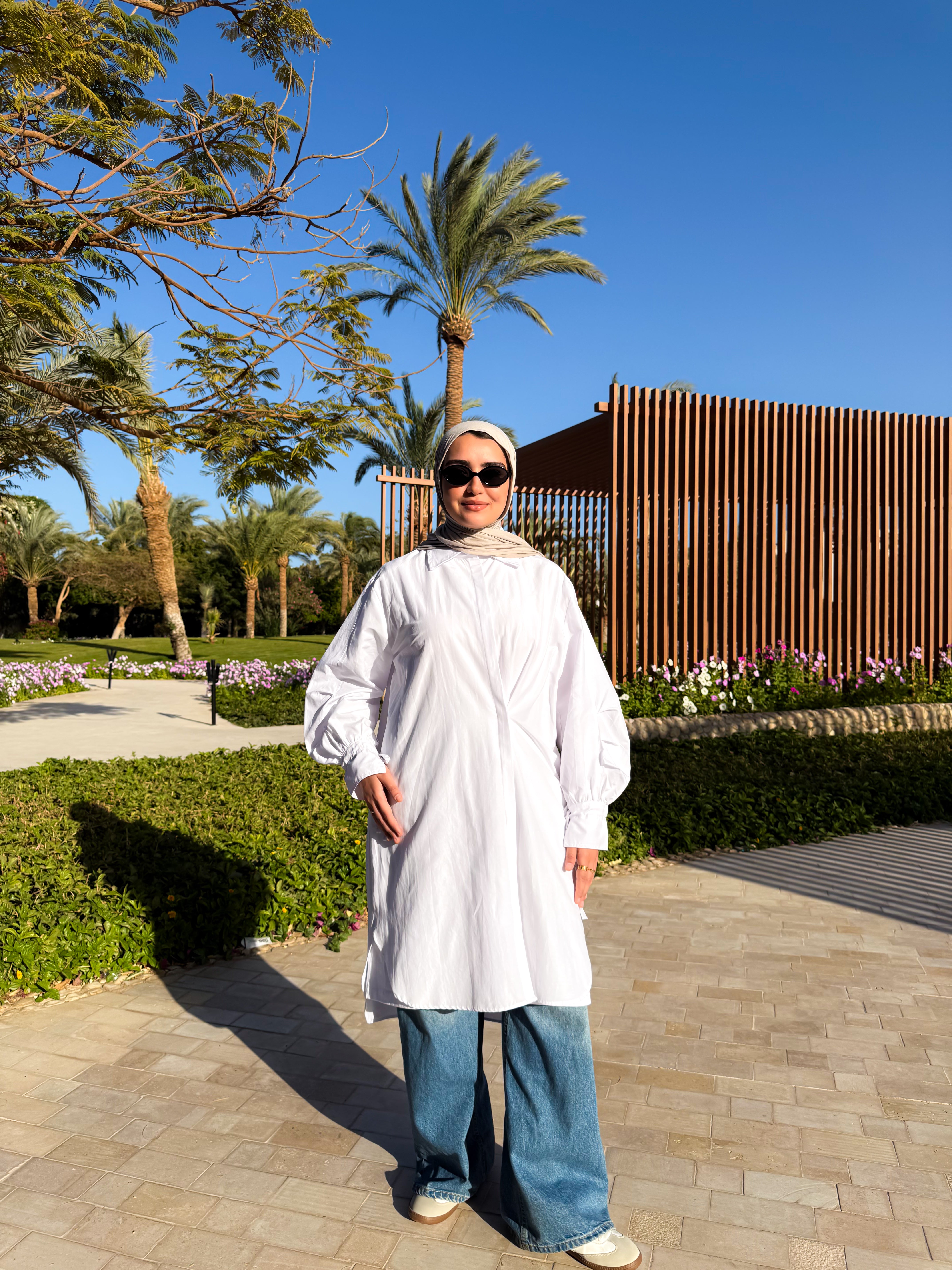 Pleated Sleeves Shirt-White