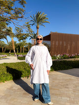 Pleated Sleeves Shirt-White