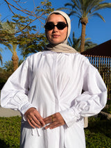 Pleated Sleeves Shirt-White