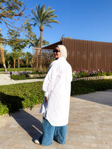 Pleated Sleeves Shirt-White