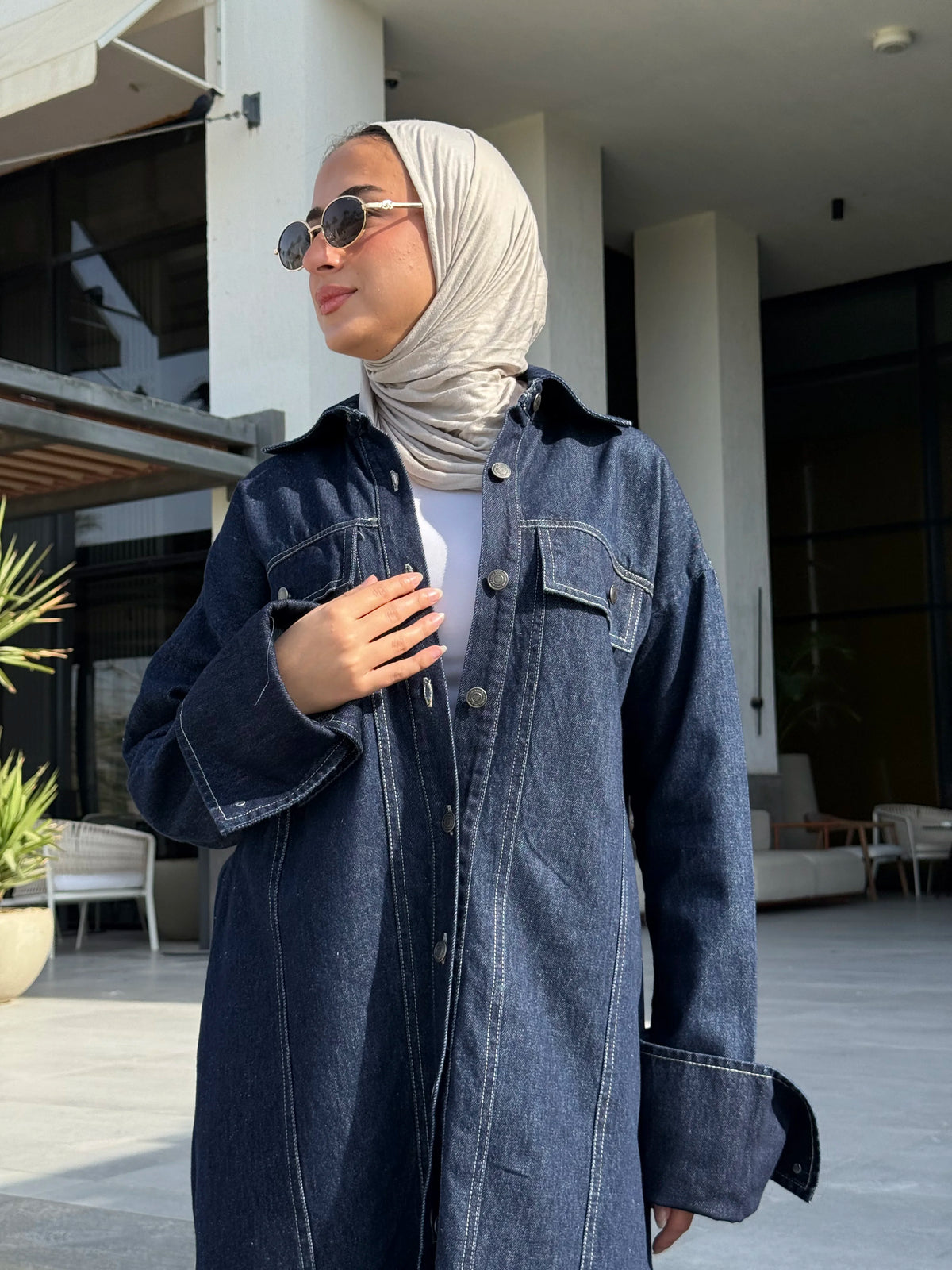 Denim Stitch Detail Shirt - Blue