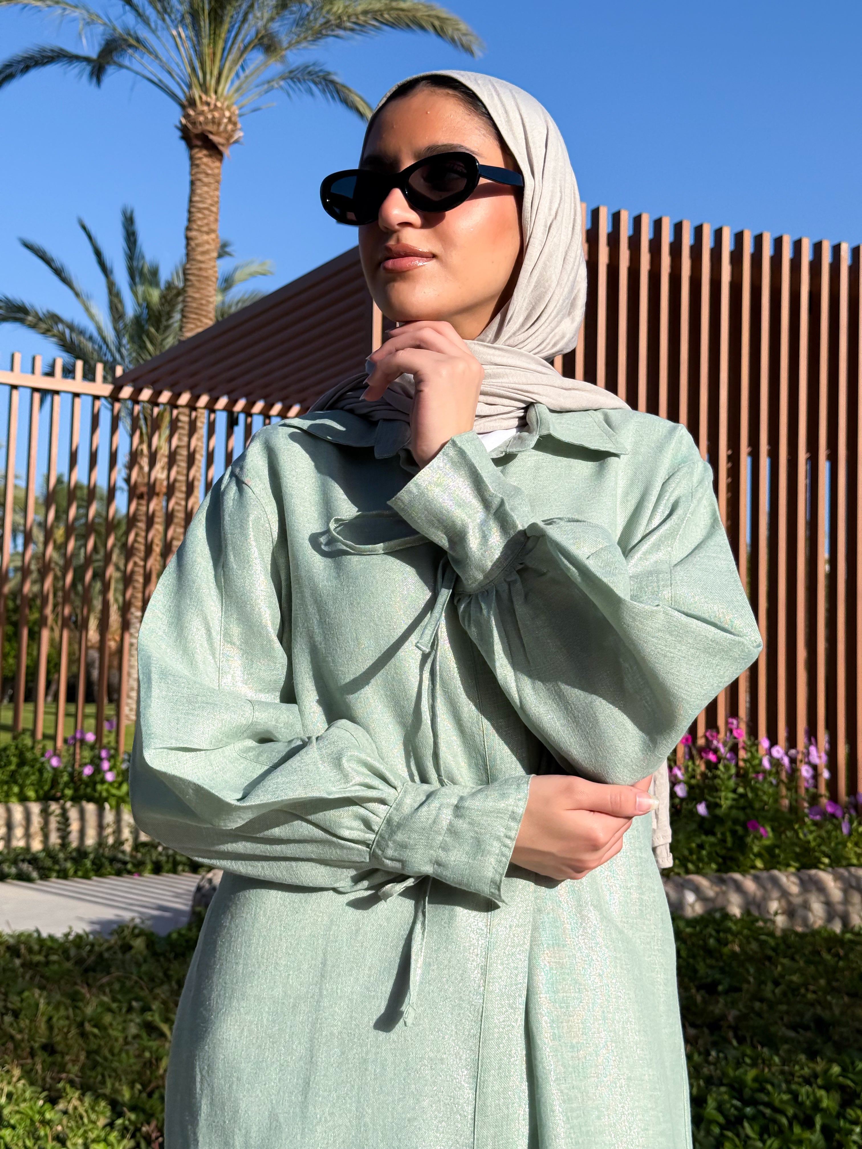 Pleated Sleeves Shirt-Mint