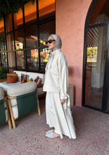 Fringed Panels Skirt-Beige