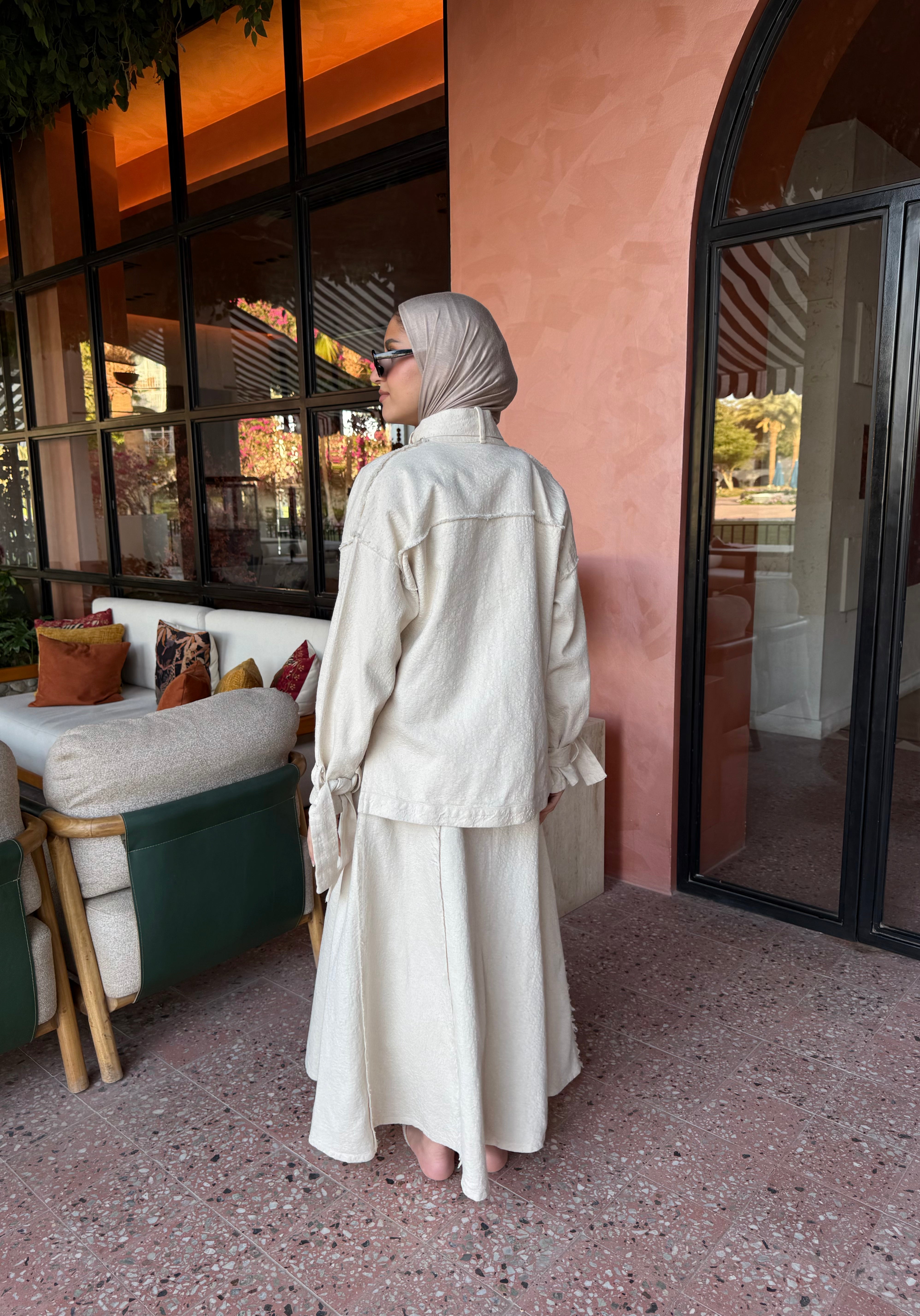 Fringe Detail Jacket-Beige