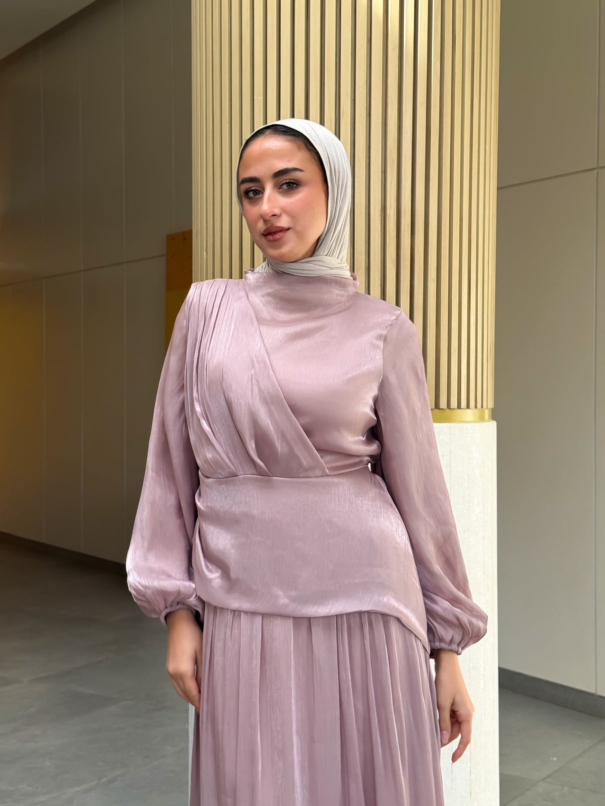 Draped Organza Dress - Cashmere