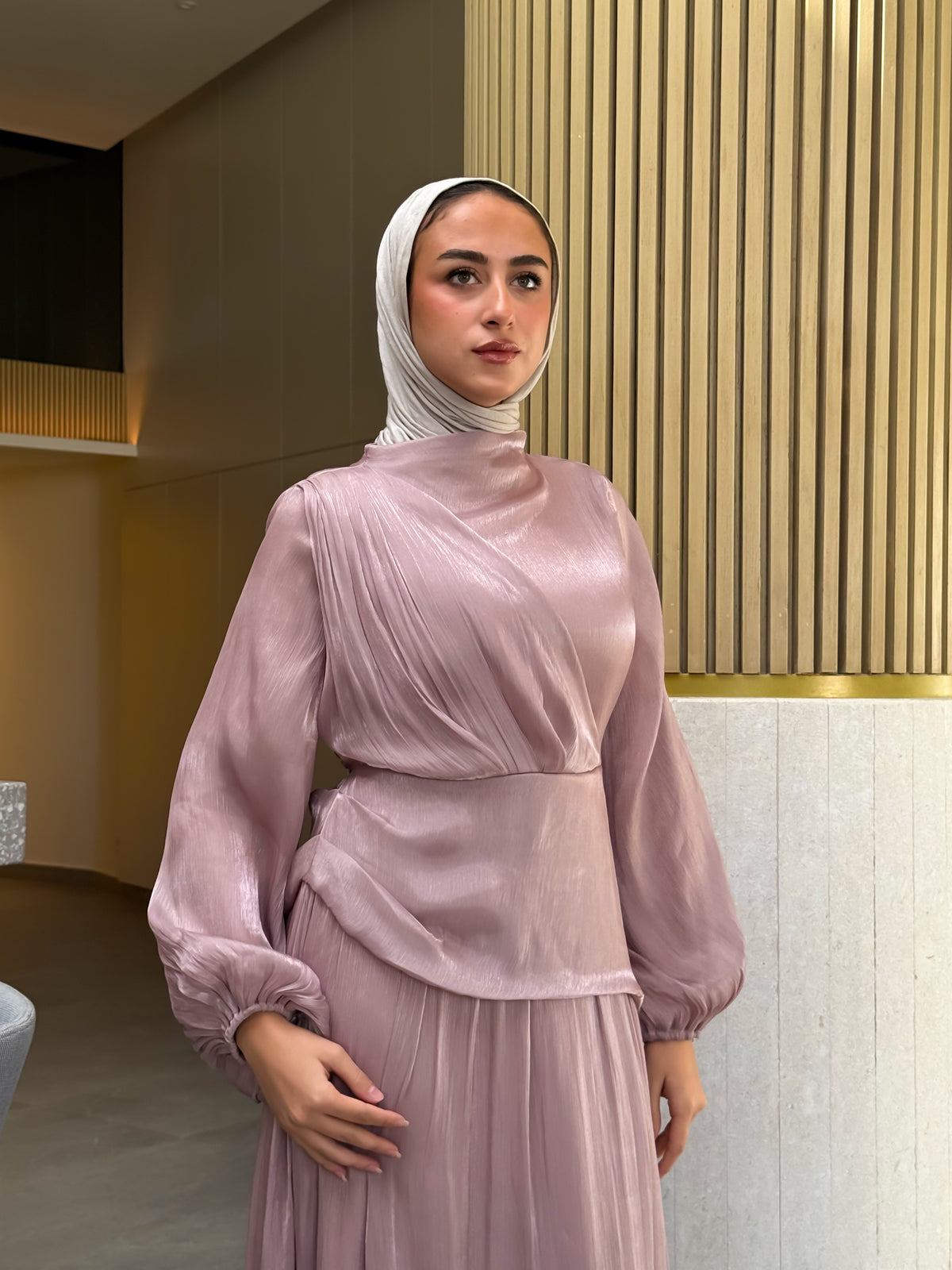 Draped Organza Dress - Cashmere
