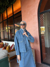 Fringe Detail Jacket-Blue