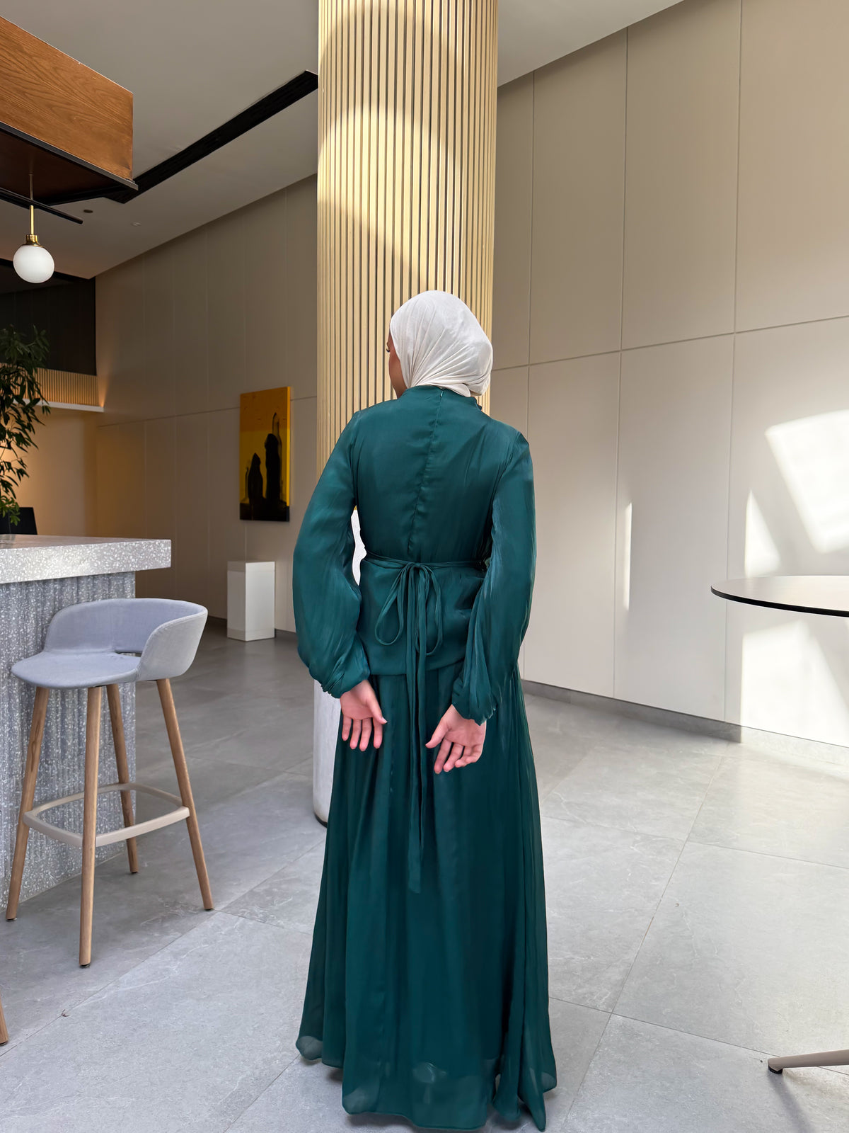 Draped Organza Dress - Emerald