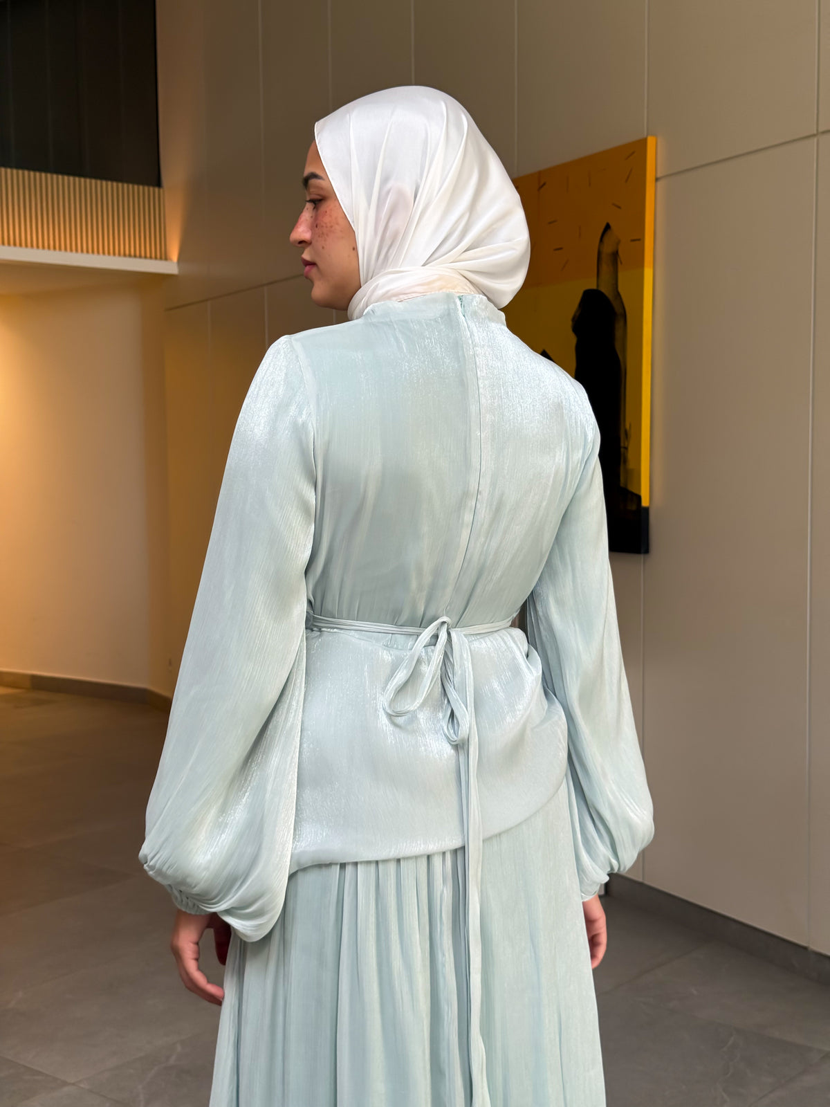 Draped Organza Dress - Mint