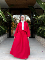 Casual Gabardine Skirt-Red