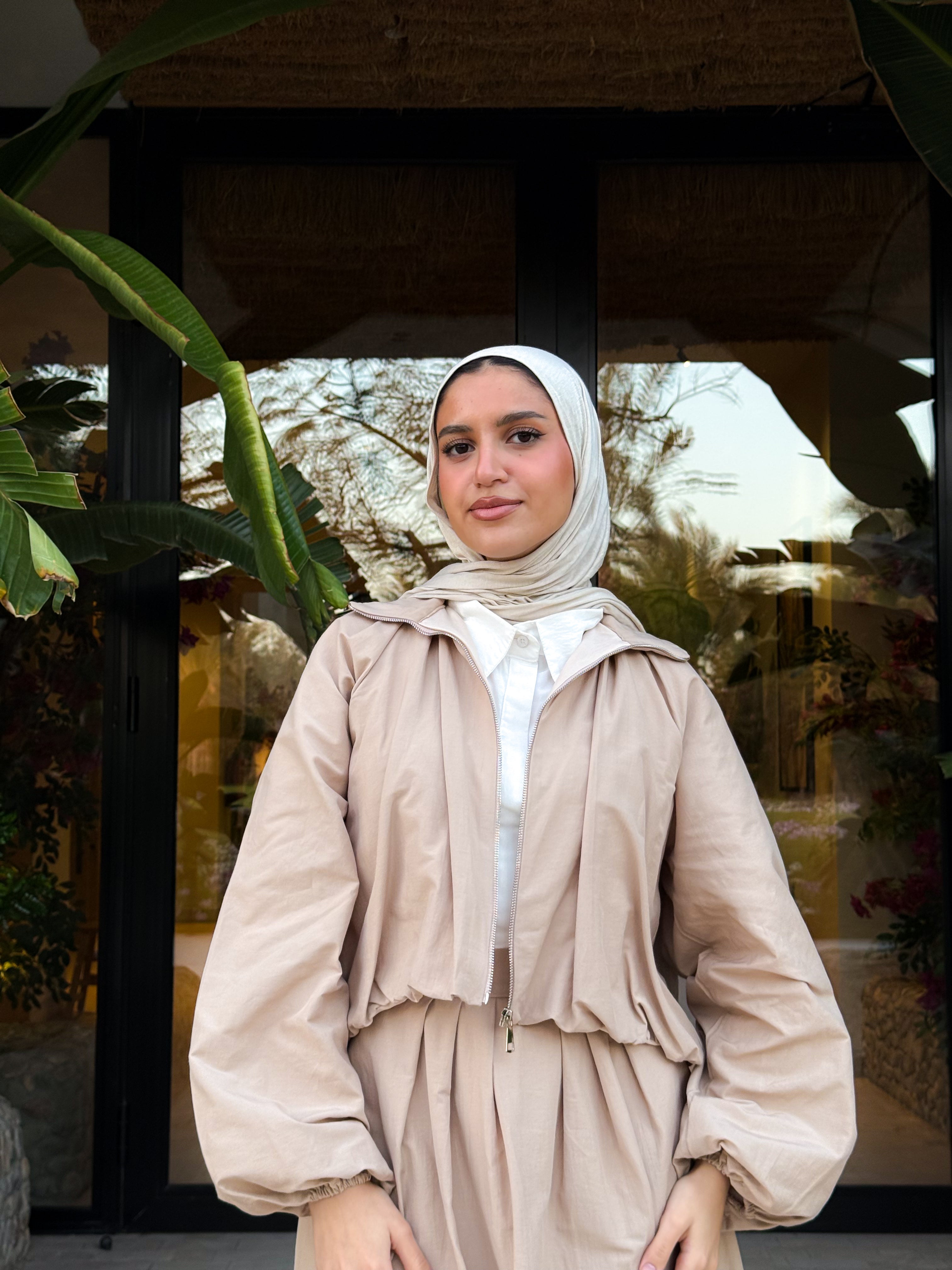 Zipper Short Jacket-Beige