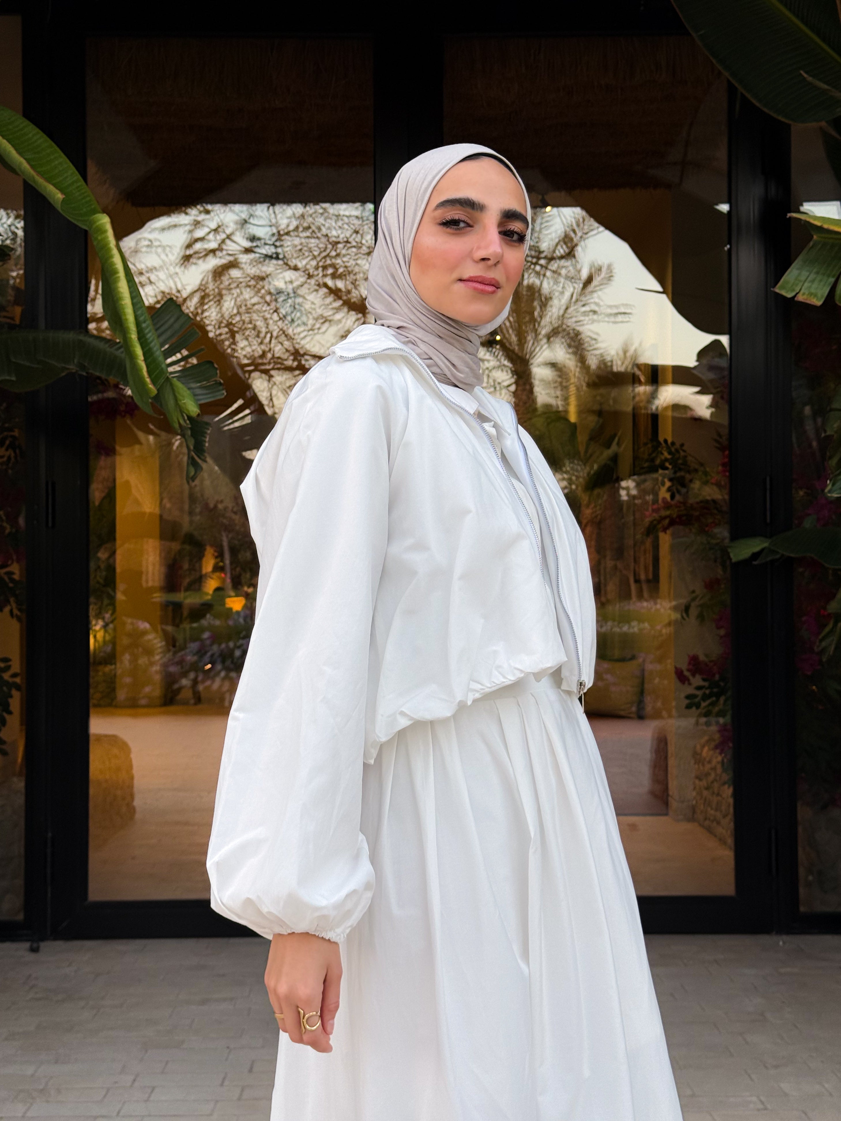 Zipper Short Jacket-White