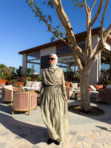 Vertical Pleated Skirt-Olive