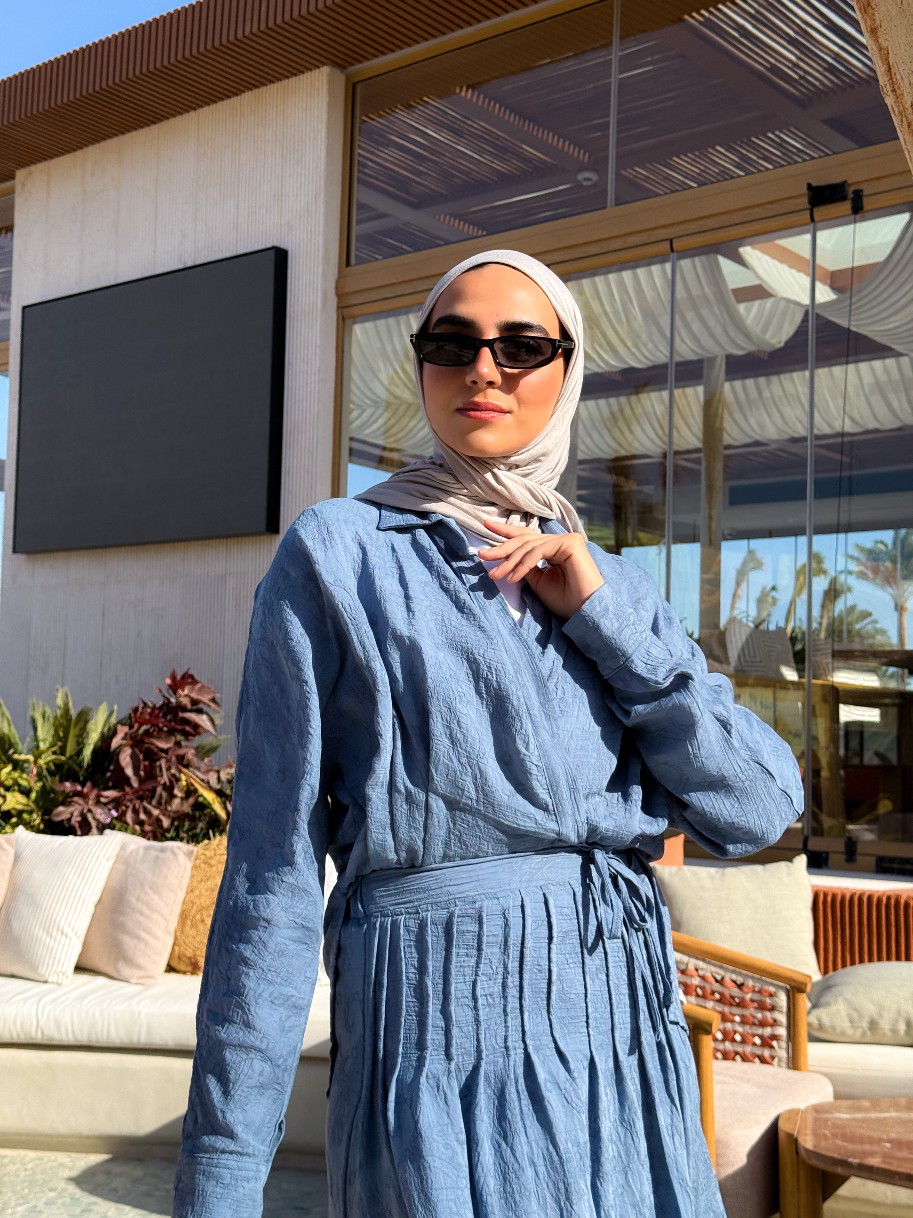Overlap Blouse-Blue