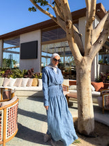 Vertical Pleated Skirt-Blue