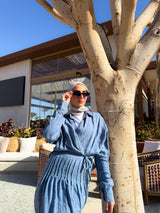 Overlap Blouse-Blue