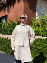 Double Layered Mesh Shirt-Beige