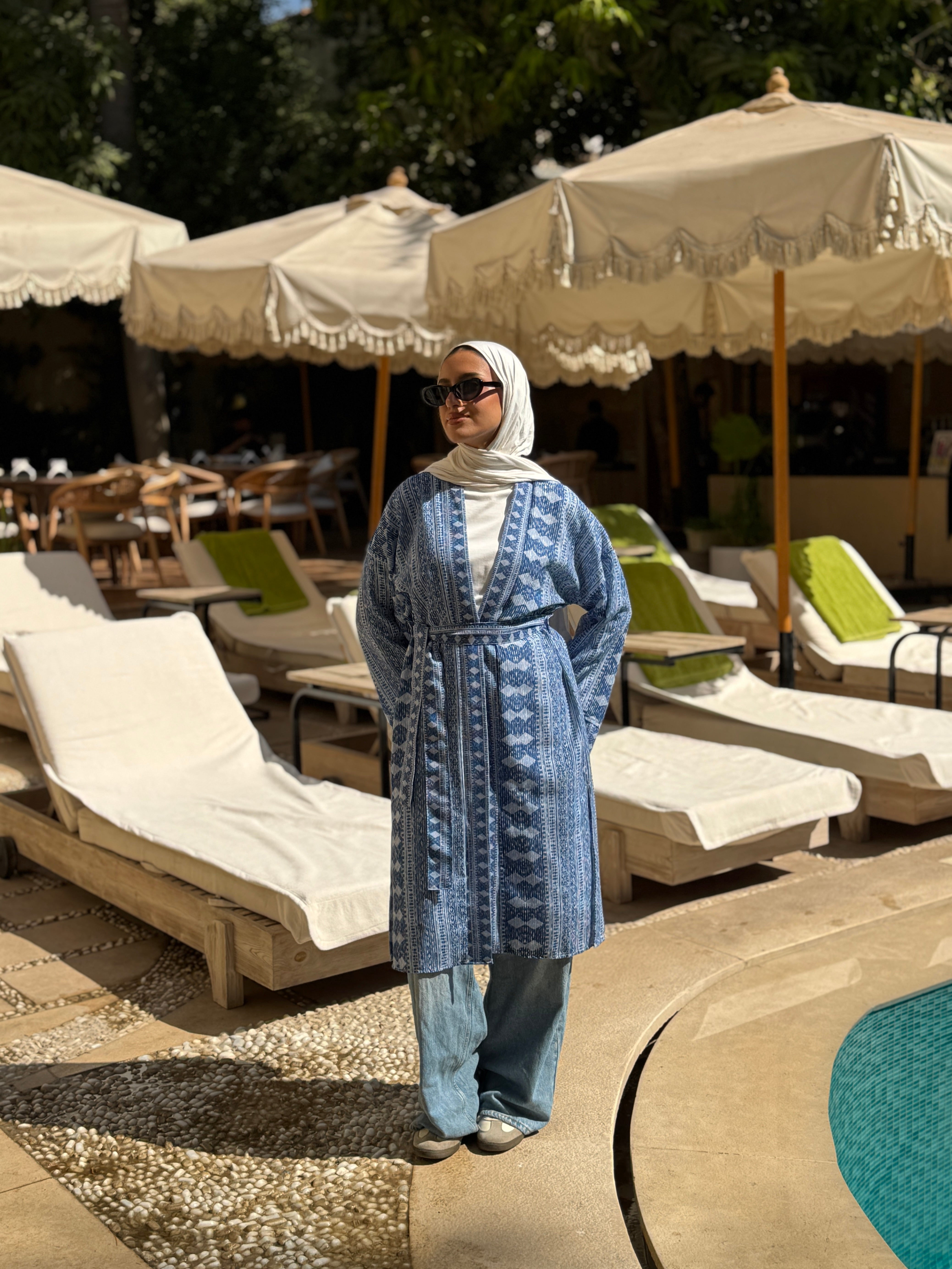 Patterned Cardigan -White*Blue