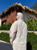 Double Layered Mesh Shirt-Beige