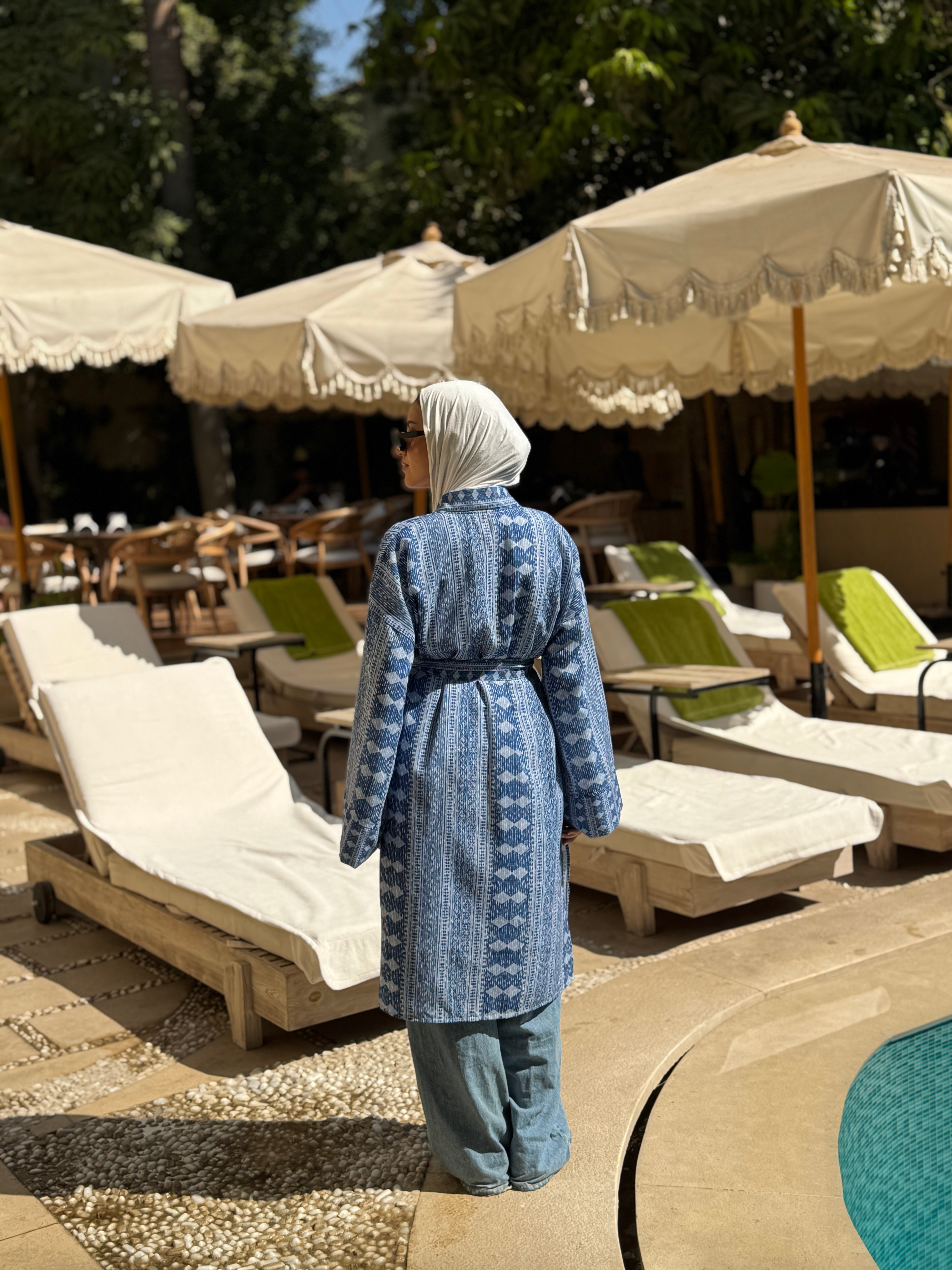 Patterned Cardigan -White*Blue