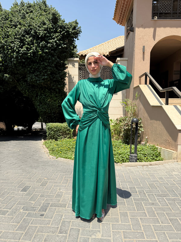 Draped Knot Dress - Green (Available at stores only)