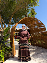 Linen With Crochet Skirt-Brown