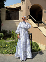 Printed Organza Dress - White (available at stores only)