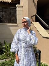 Printed Organza Dress - White (available at stores only)