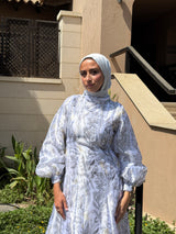 Printed Organza Dress - White (available at stores only)