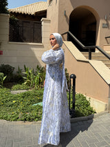 Printed Organza Dress - White (available at stores only)