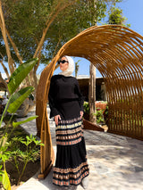 Linen With Crochet Skirt-Black