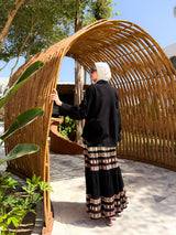 Linen With Crochet Skirt-Black