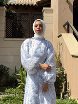 Printed Organza Dress - Olive (available at stores only)