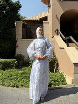 Printed Organza Dress - Olive (available at stores only)