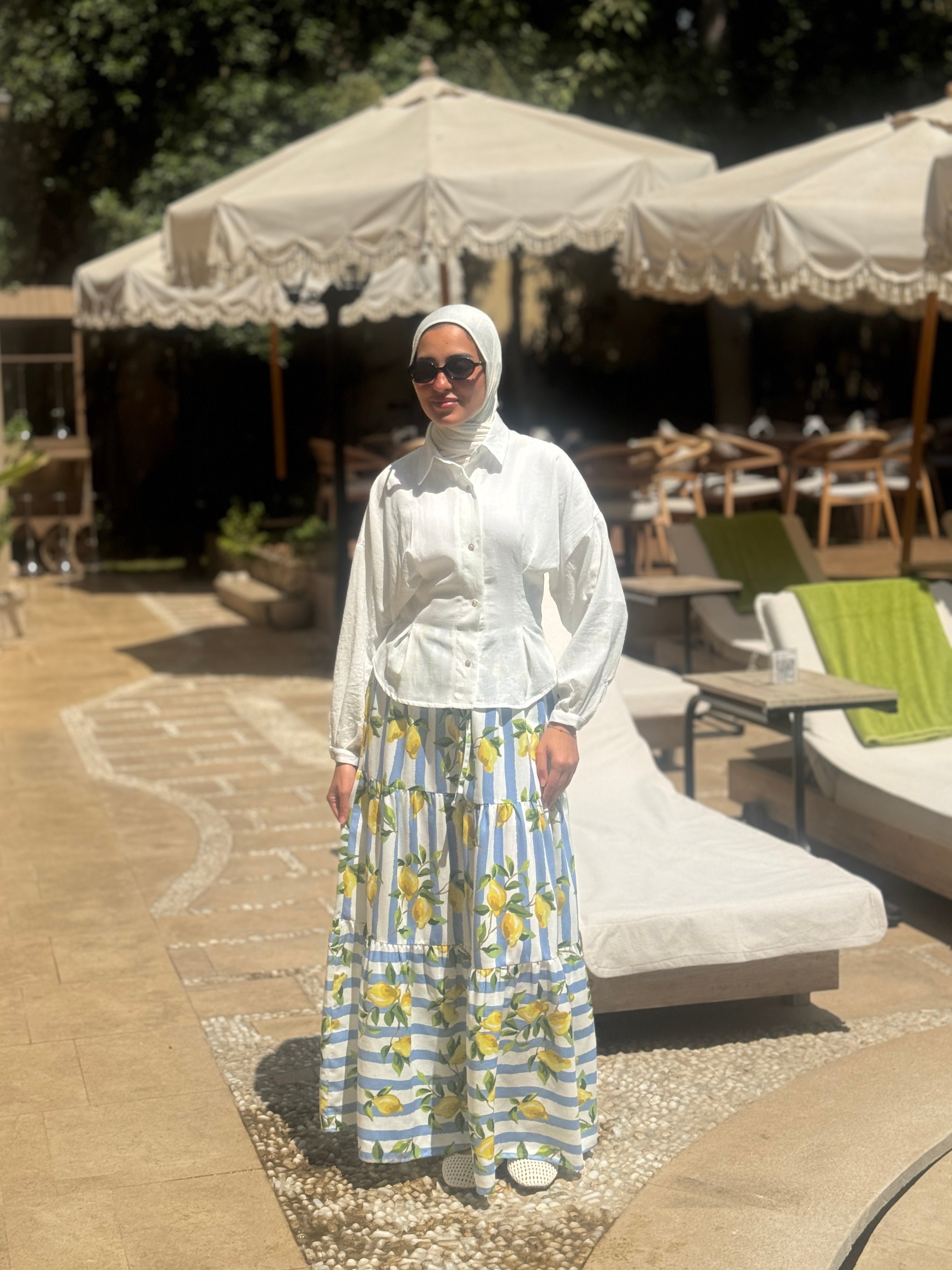 Printed Tiered Skirt - lemon