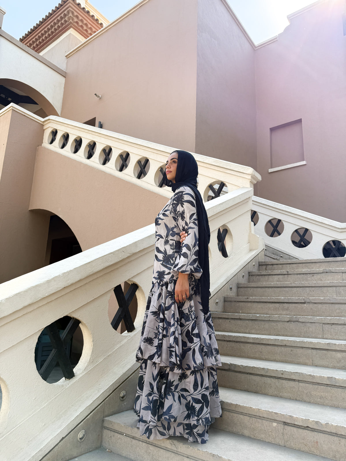 Layers Chiffon Dress - Navy