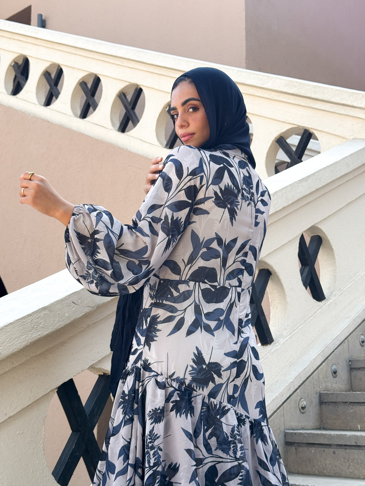 Layers Chiffon Dress - Navy