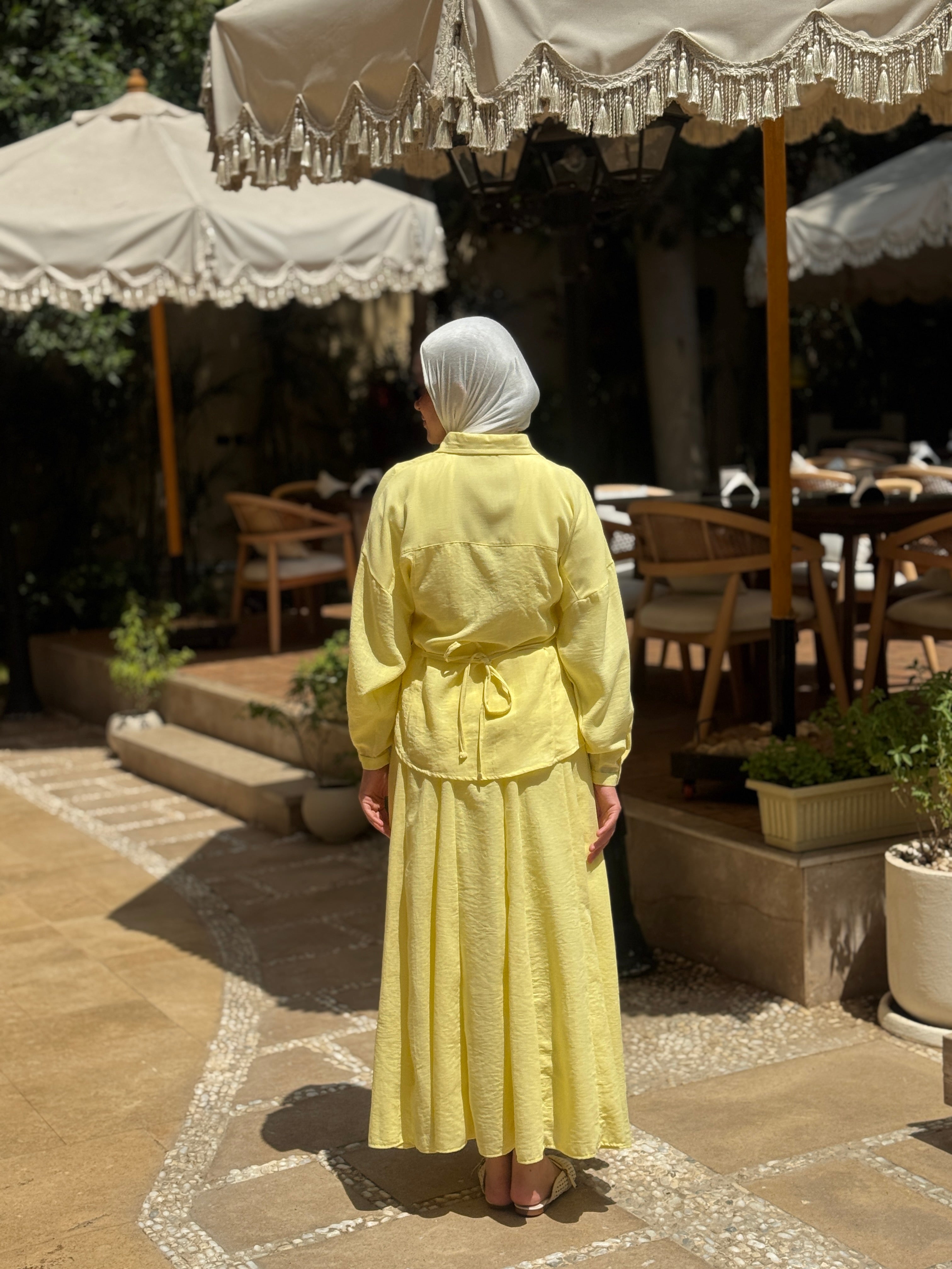 Seamed Panels Skirt - yellow
