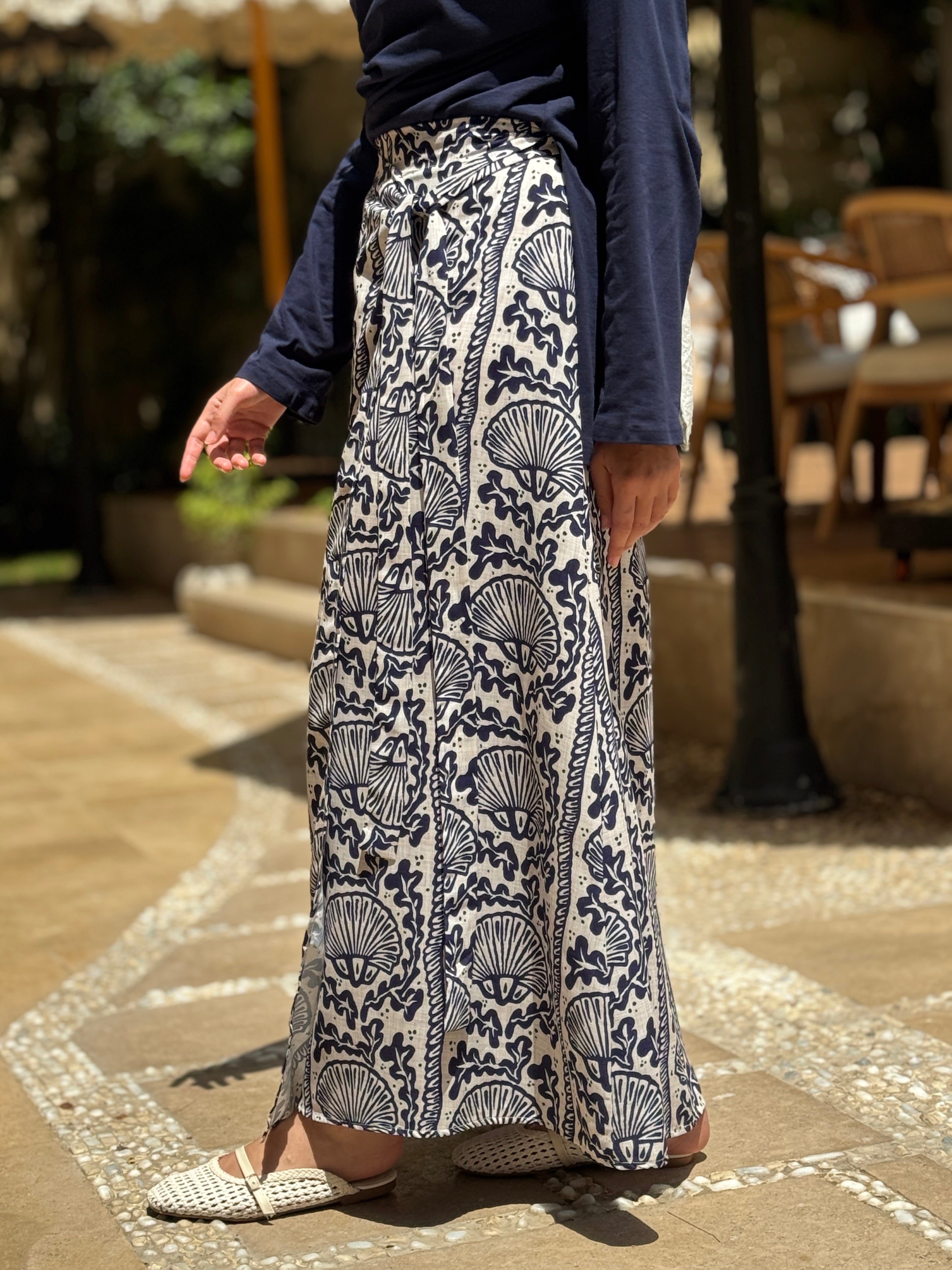Printed Wrap Skirt-shells