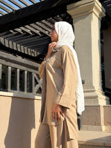 Stitched Linen Shirt - Cafe