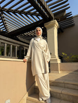 Drawstring Pants - Striped Beige