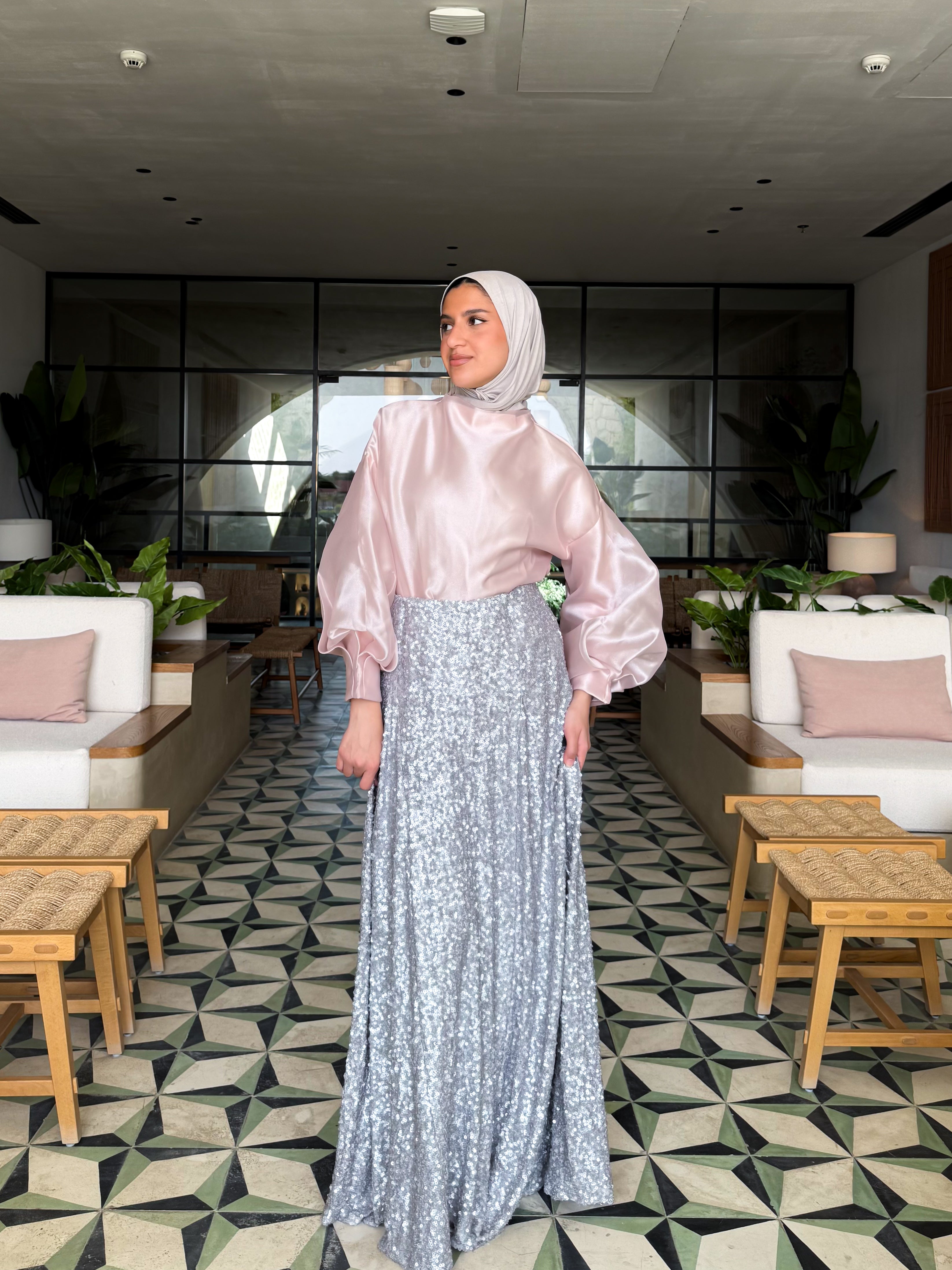 Sequins Skirt-Grey(Available At Stores Only)