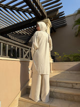 Drawstring Pants - Striped Beige