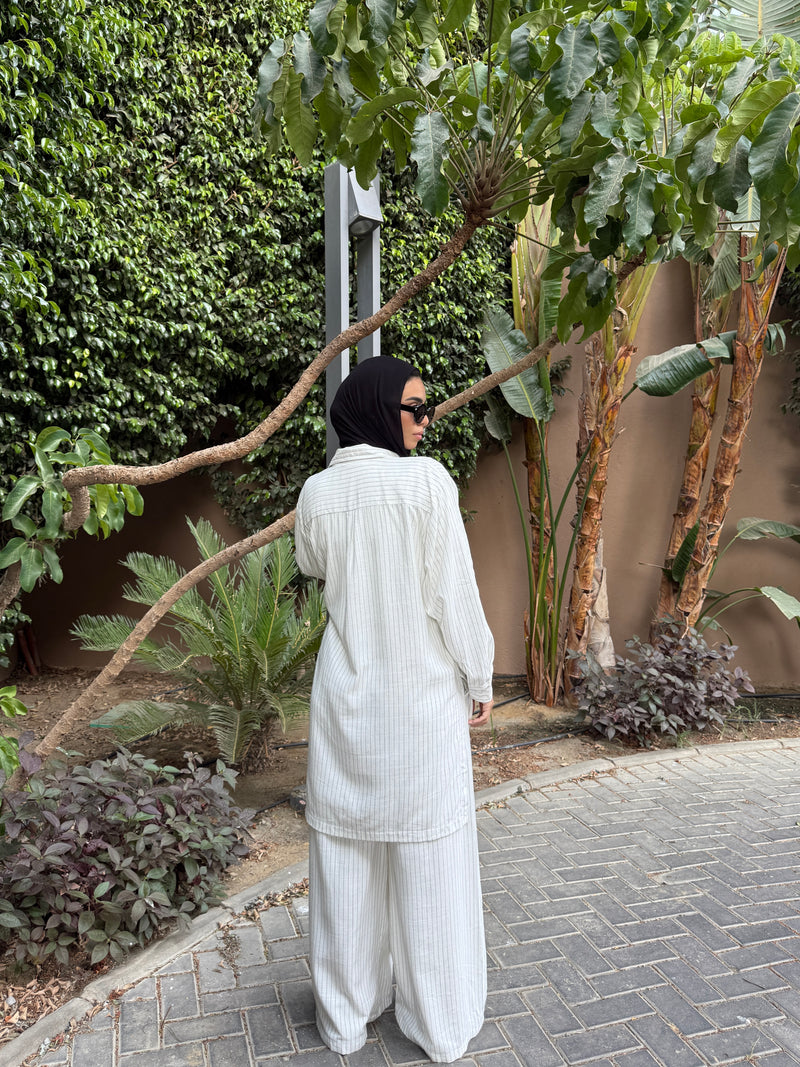 Drawstring Pants - Striped White
