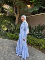 Lace Trimmed Dress - Blue