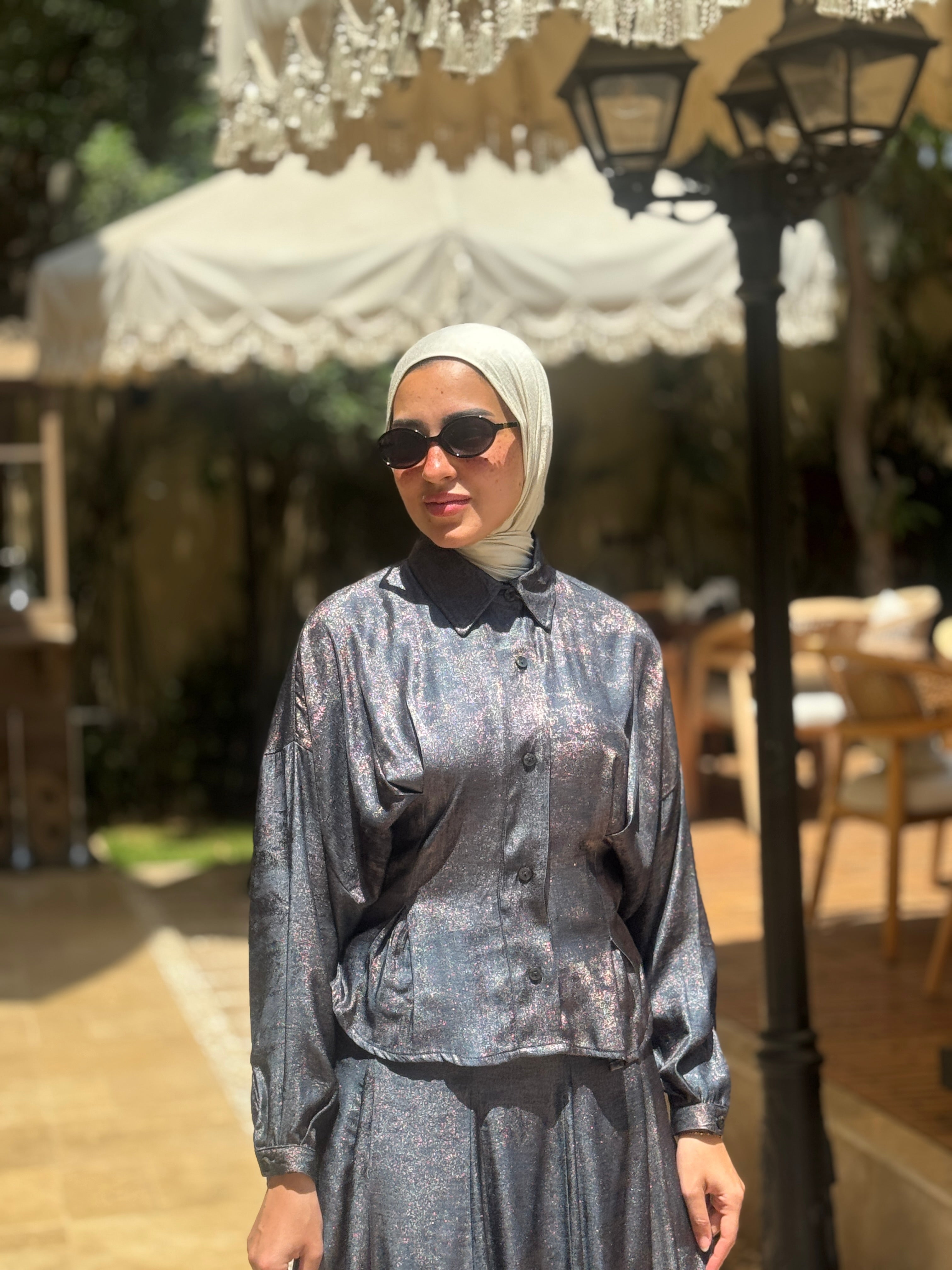 Seamed Blouse - metallic
